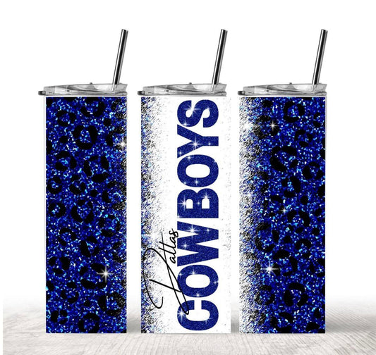 Blue Glitter Cowboys 20oz Tumbler